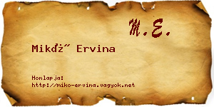 Mikó Ervina névjegykártya